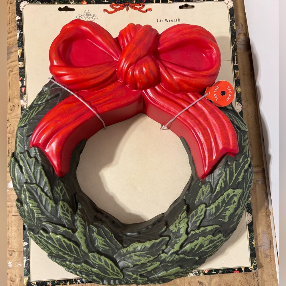 John Derain Blow Mold 16” Lite Up Wreath-*has a few scratches